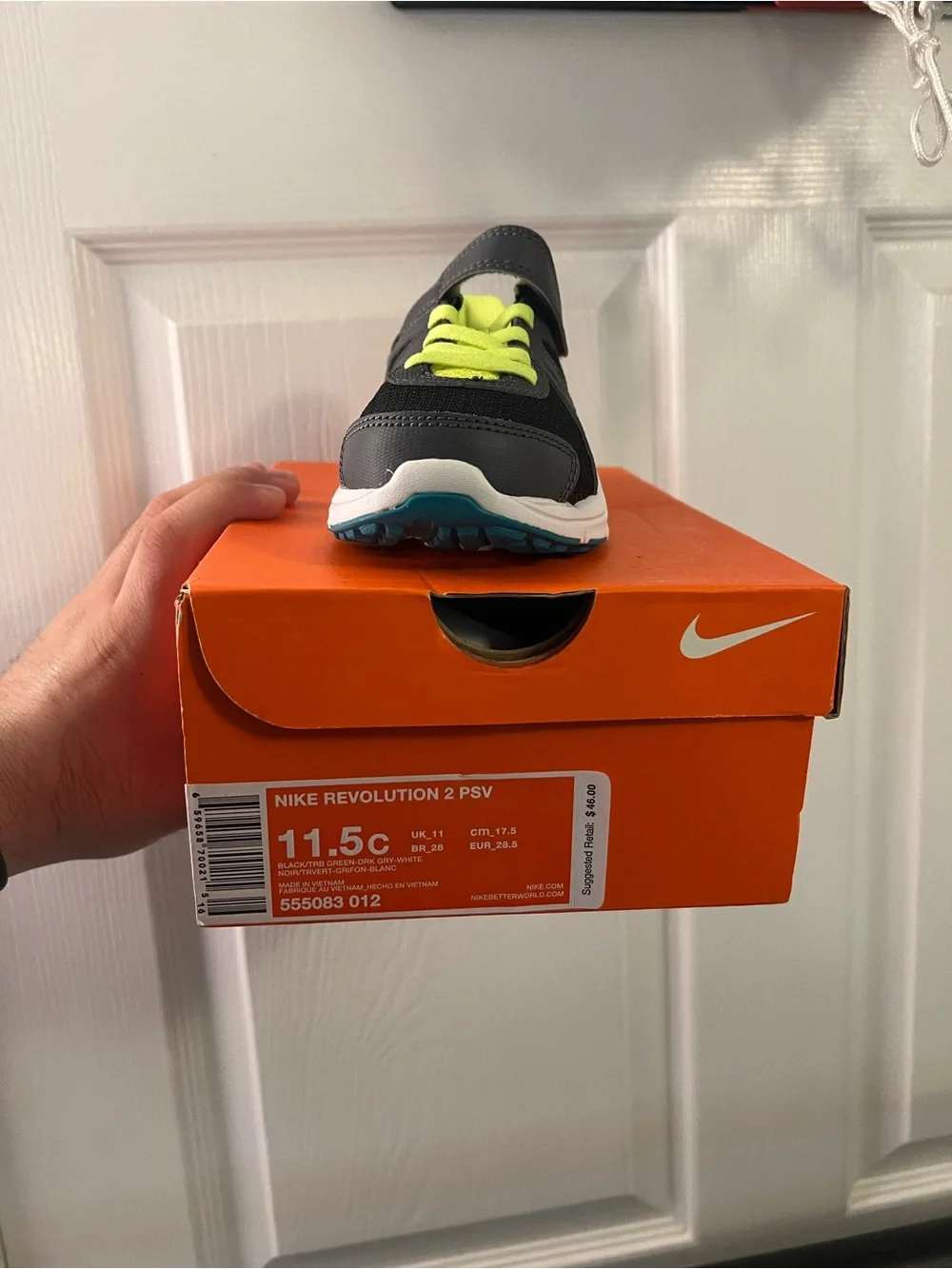 Nike Kids Gray, Teal & Neon Yellow Athletic Sneakers